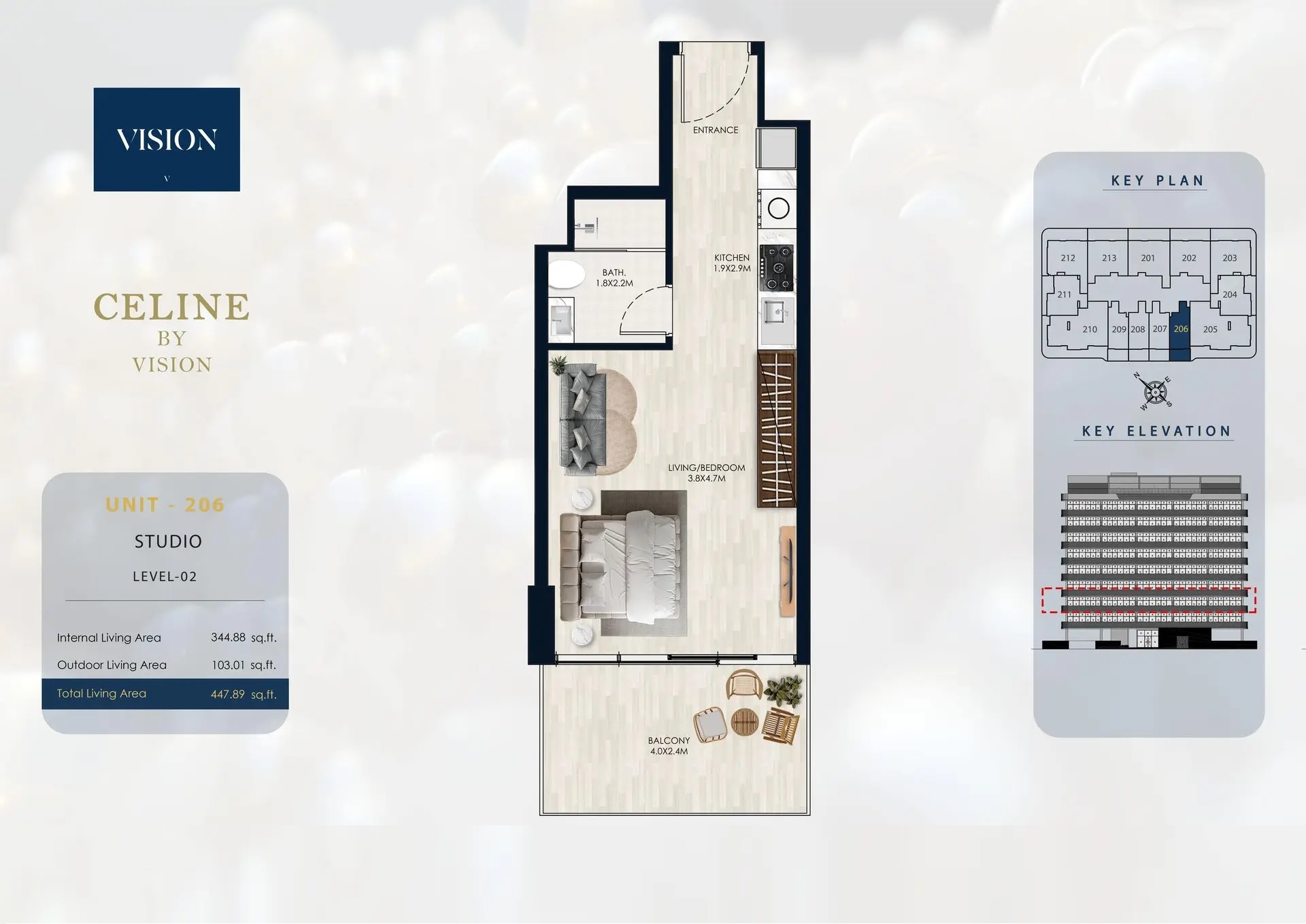 448 Sq. Ft. Studio in Vision Celine