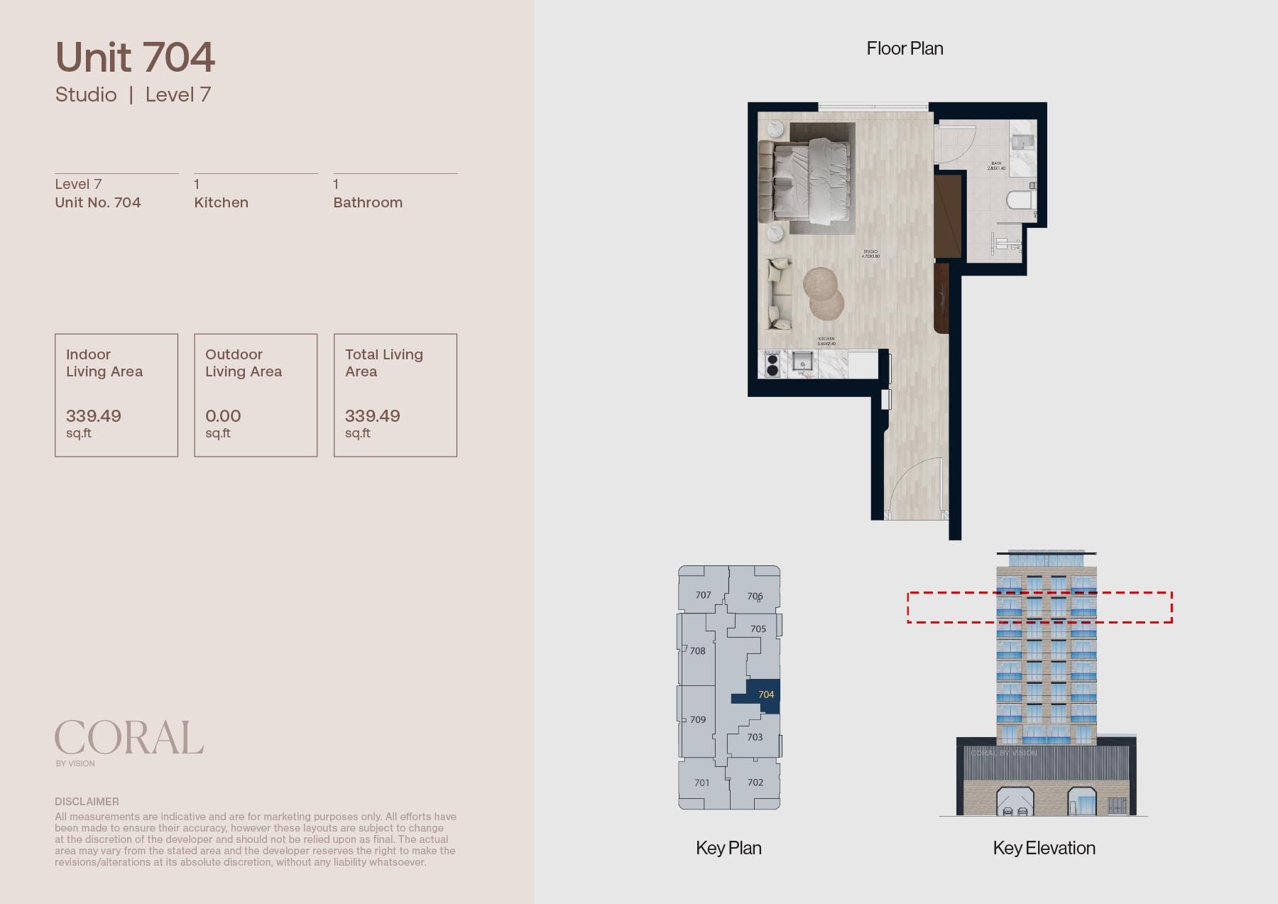 339 Sq. Ft. Studio in Vision Coral