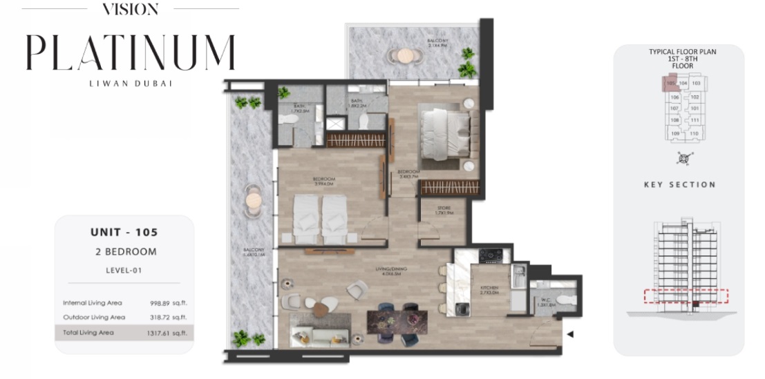 Vision Platinum 2 Beds Layout