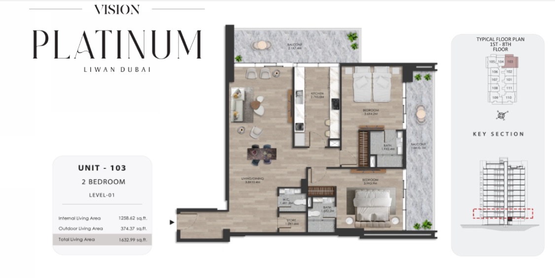 Vision Platinum 2 Beds Layout