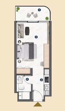 387 Sq. Ft. Studio in Pantheon Voxa