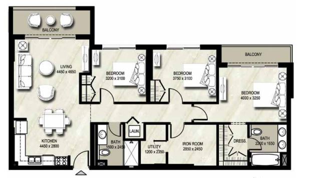 3 Beds 1045 Sq. Ft. Apartment in Warda