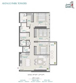 3 Beds 1823 Sq. Ft. Apartment in Wasl Avenue Park Towers