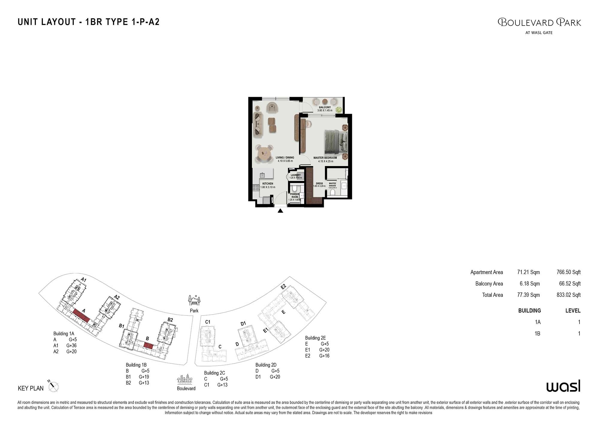1 Bed 833 Sq. Ft. Apartment in Wasl Boulevard Park