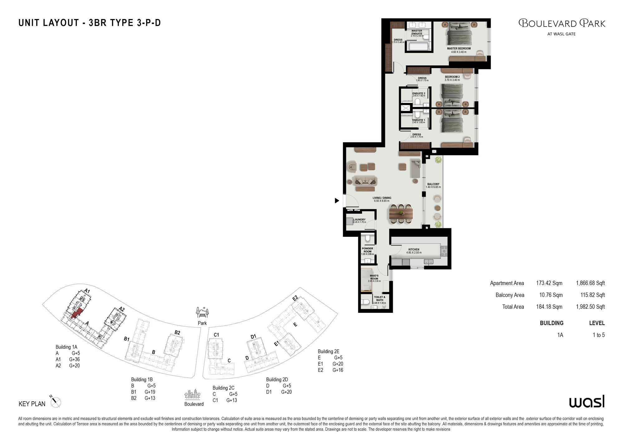 3 Beds 1983 Sq. Ft. Apartment in Wasl Boulevard Park