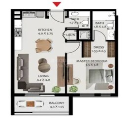 1 Bed 818 Sq. Ft. Apartment in Wasl Hillside Residences