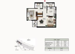 1 Bed 824 Sq. Ft. Apartment in Wasl South Garden