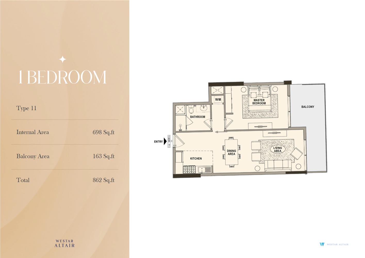 Westar Altair 1 Bed Layout