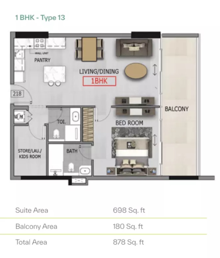1 Bed 878 Sq. Ft. Apartment in YAS Altia One