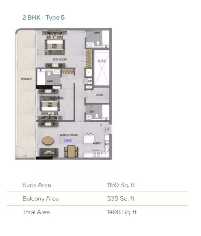 2 Beds 1498 Sq. Ft. Apartment in YAS Altia One