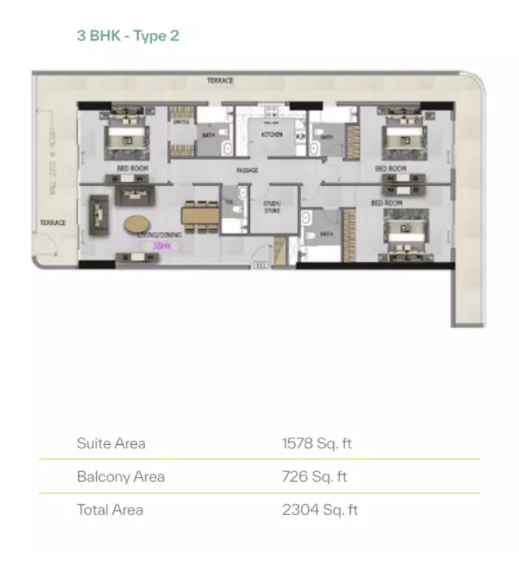 3 Beds 2304 Sq. Ft. Apartment in YAS Altia One