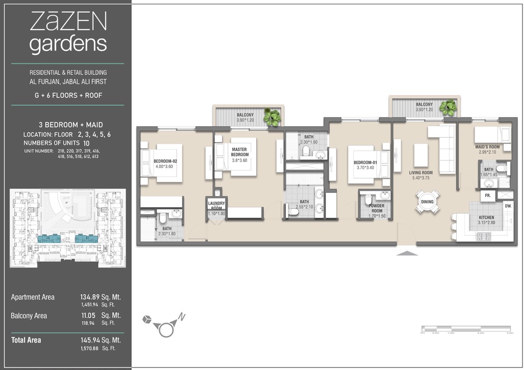Zazen Gardens 3 Beds Layout