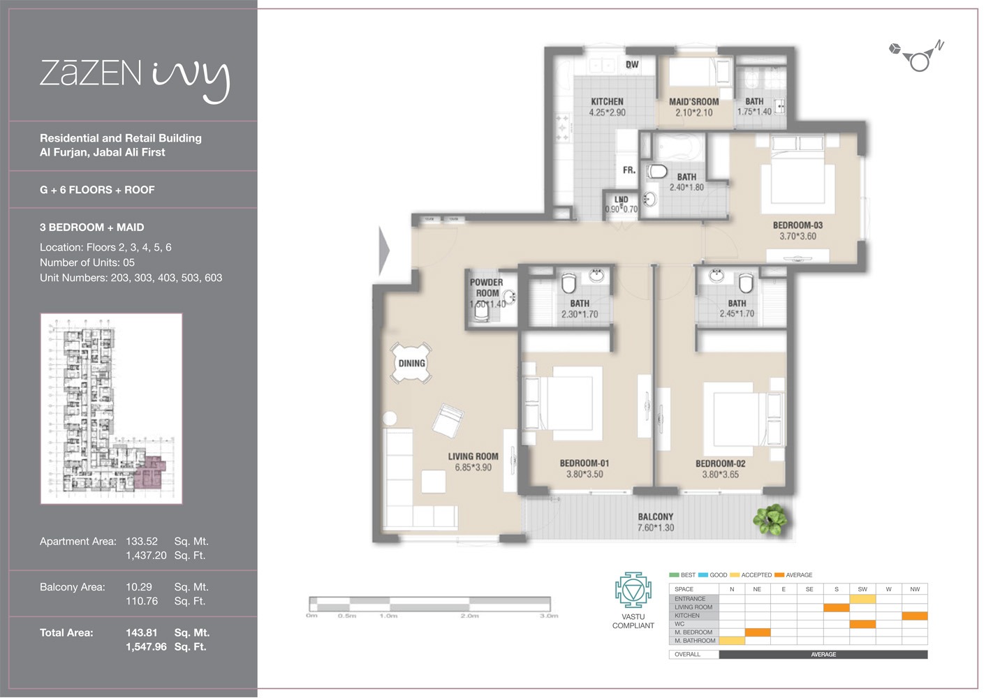 3 Beds 1548 Sq. Ft. Apartment in Zazen Ivy