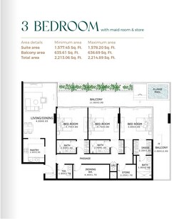 3 Beds 2214 Sq. Ft. Apartment in Zimaya Belle Reve