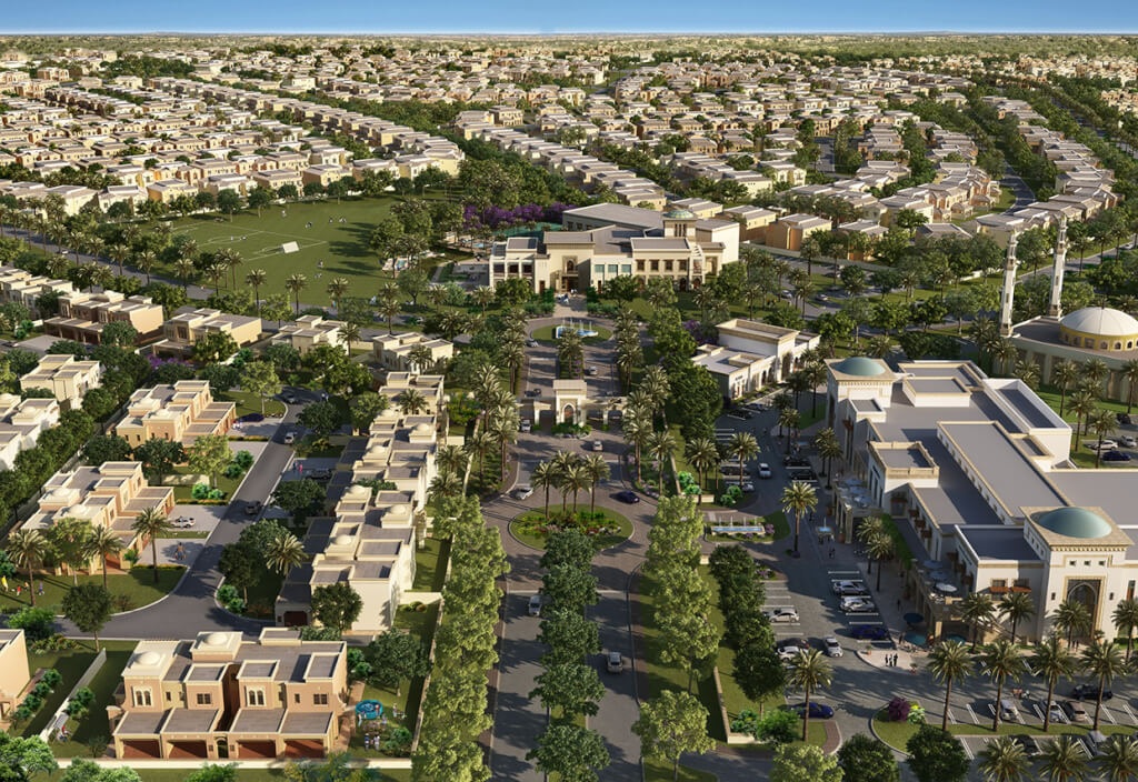 Arabian Ranches_a city with lots of buildings and trees