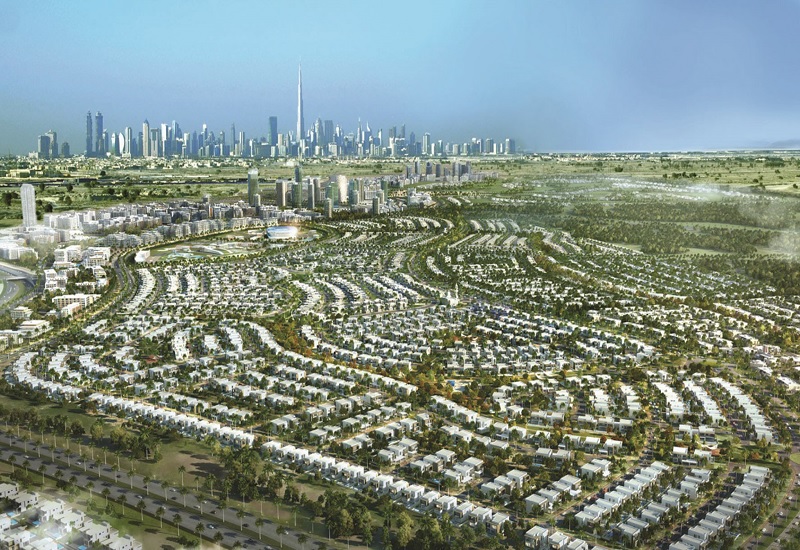 Dubai Hills Estate_a large field full of tall buildings with a sky background