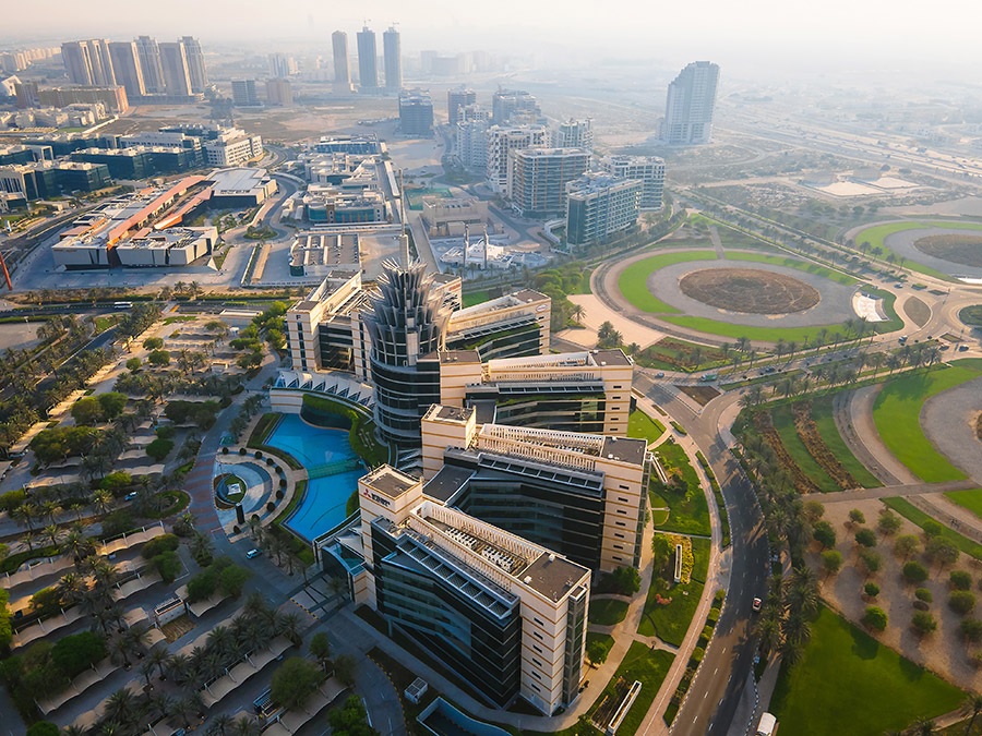 Dubai Silicon Oasis_a large city with tall buildings and a sky background
