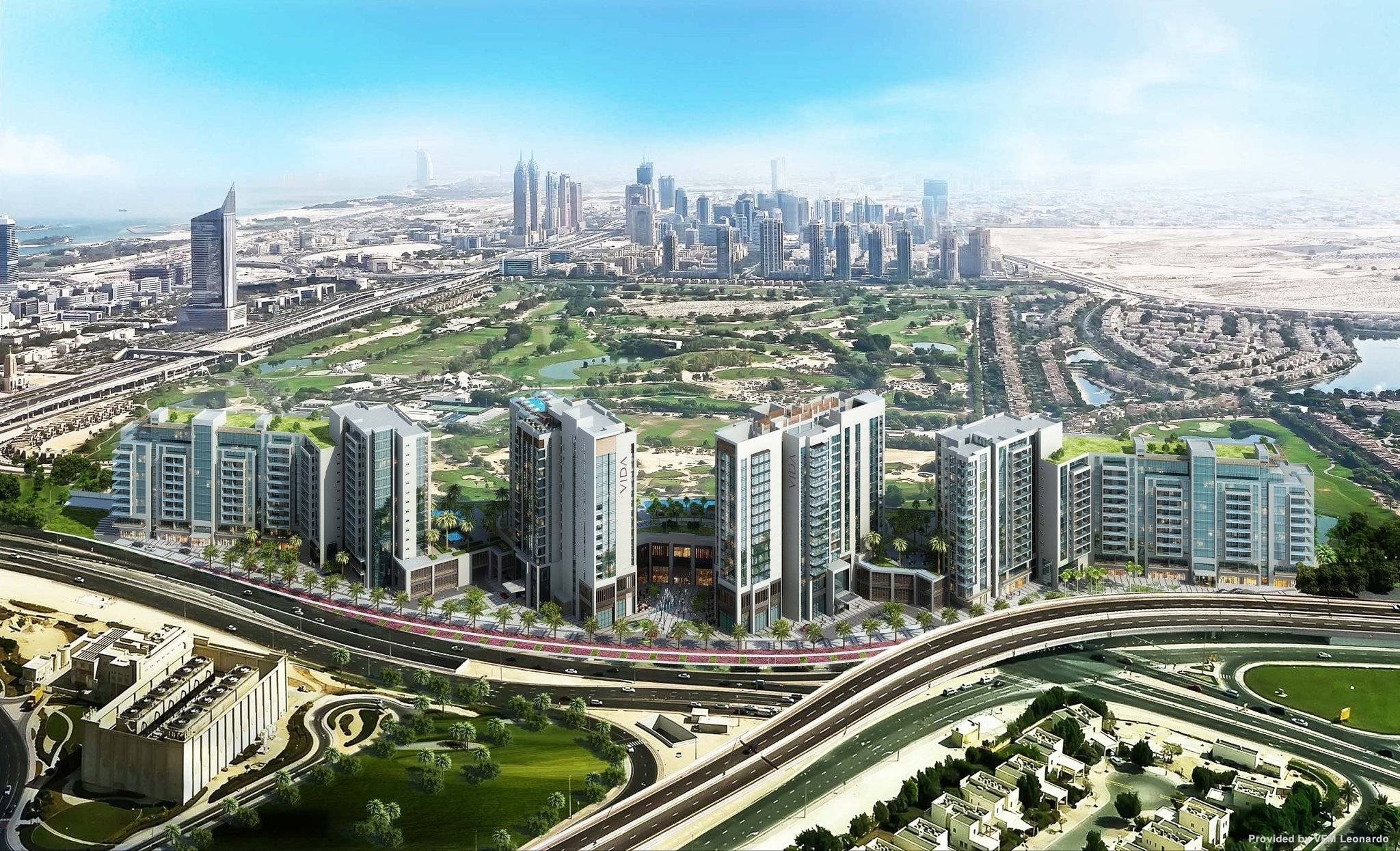Emirates Hills_a large city with many tall buildings