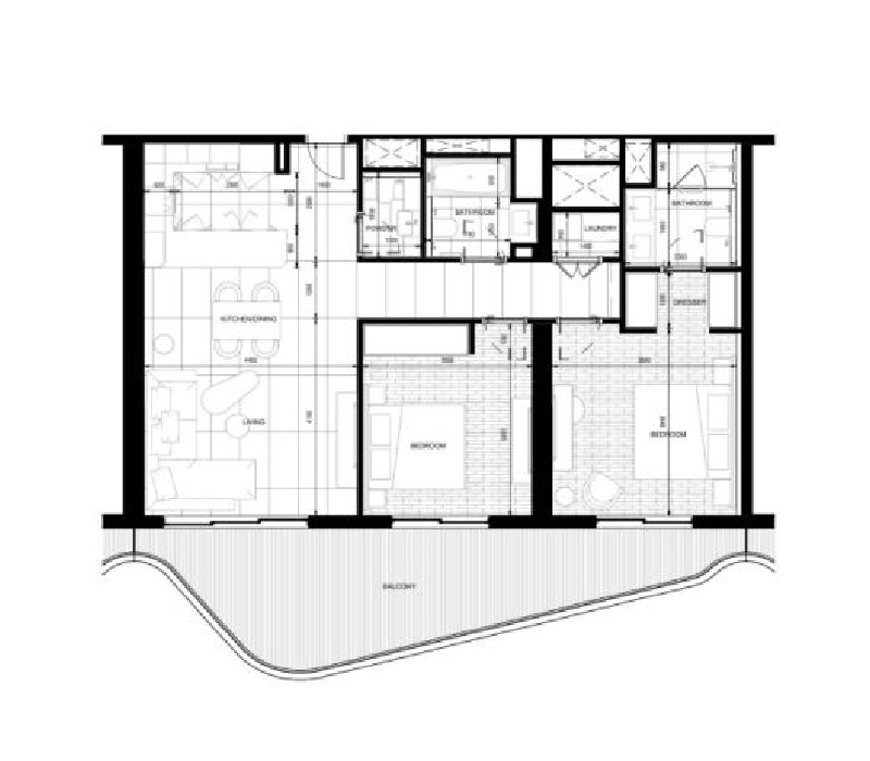 Aldar Rosso Bay Residences 2 Beds Layout