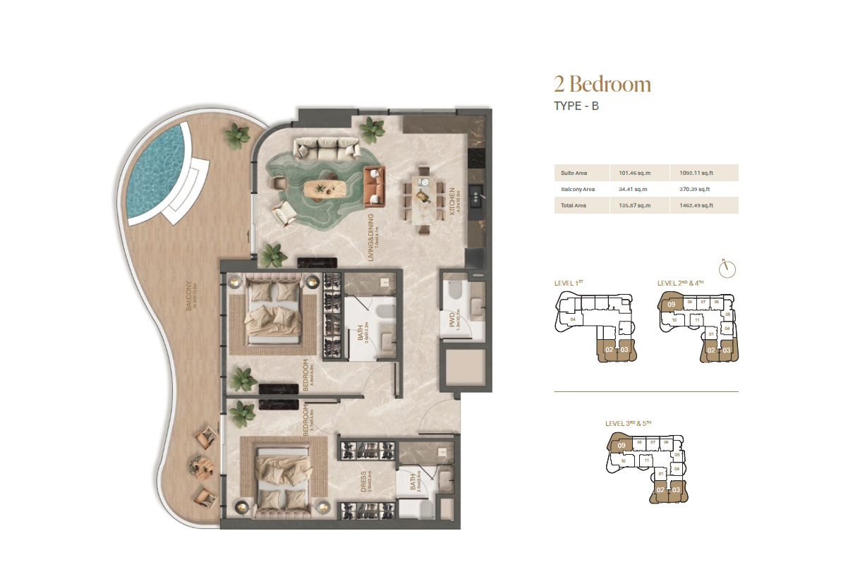 2 Beds 1462 Sq. Ft. Apartment in Bnw La Perla