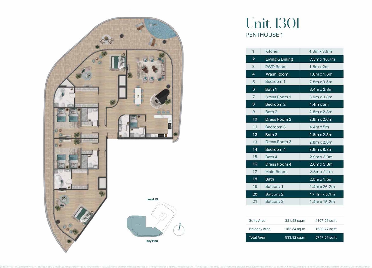 BnW Pelagia 4 Beds Layout