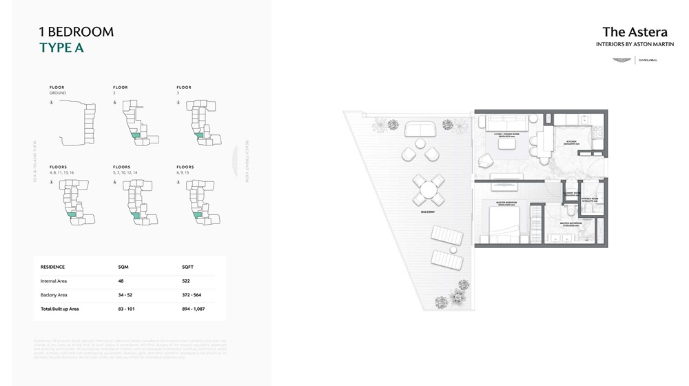 Dar The Astera 1 Bed Layout