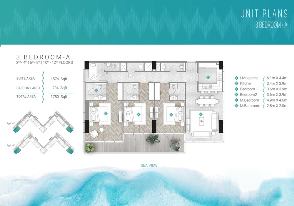 Durar Moonstone 3 Beds Layout