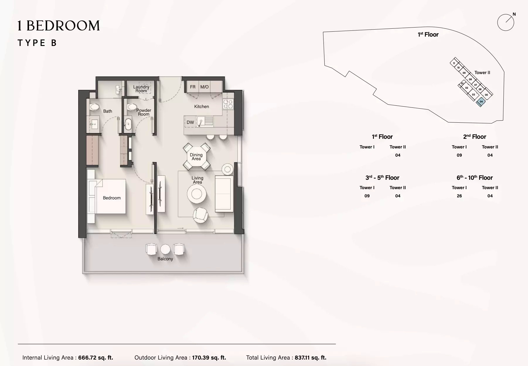 Ellington Soto Grande 1 Bed Layout