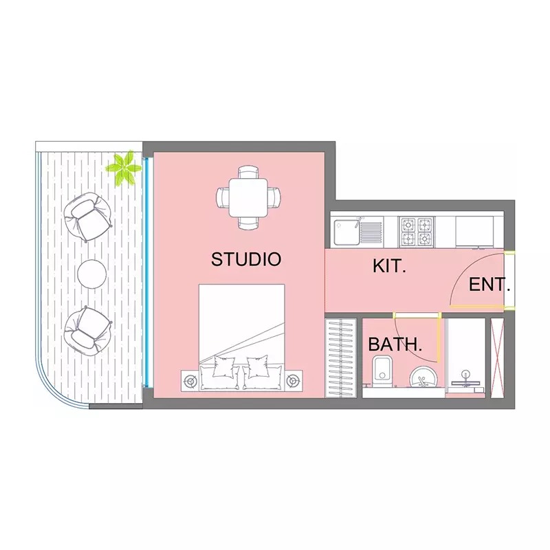 410 Sq. Ft. Studio in Major Colibri Views