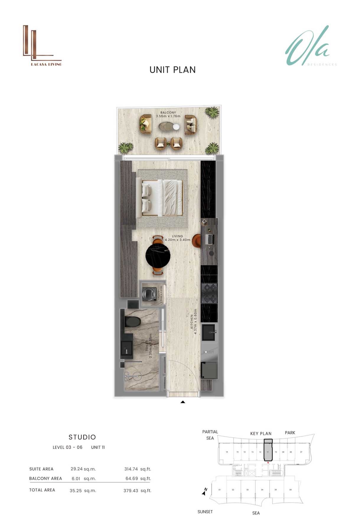 379 Sq. Ft. Studio in Lacasa Ola Residences