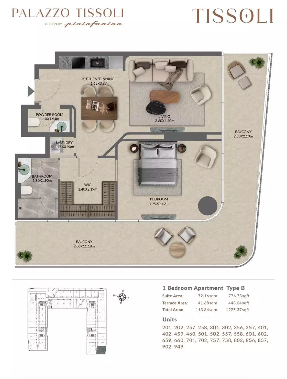 Palazzo Tissoli 1 Bed Layout