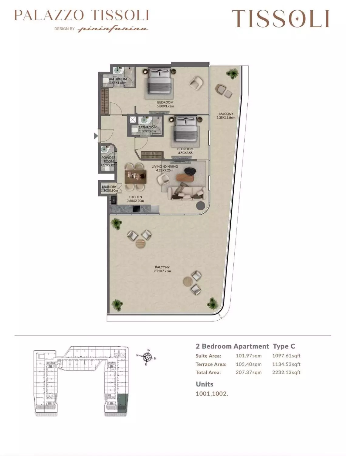 Palazzo Tissoli 2 Beds Layout
