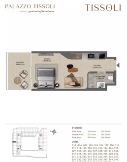 519 Sq. Ft. Studio in Palazzo Tissoli