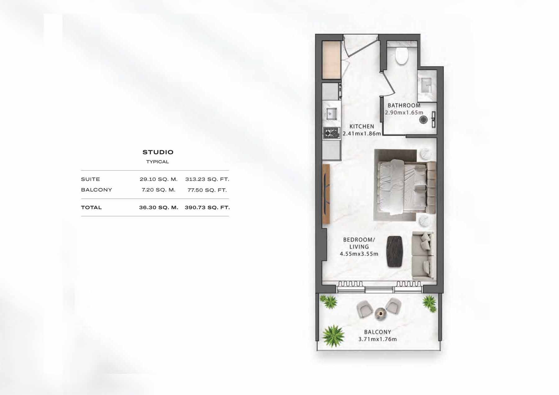 391 Sq. Ft. Studio in Pantheon One Central