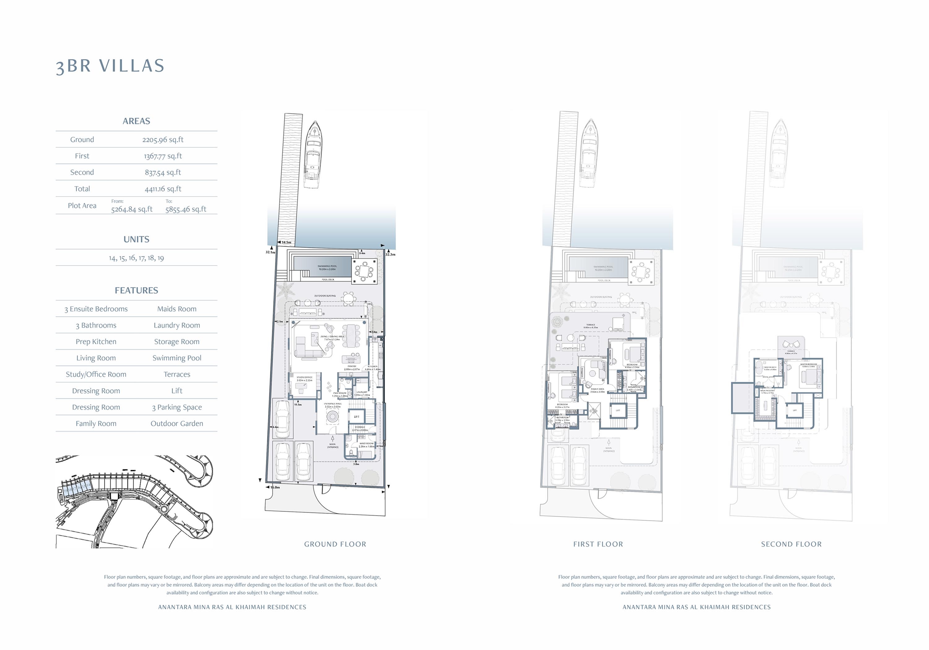 Rak Anantara Mina Residences 3 Beds Layout