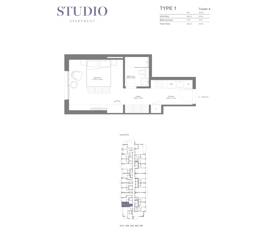 Rak Bay Residences Studio Layout