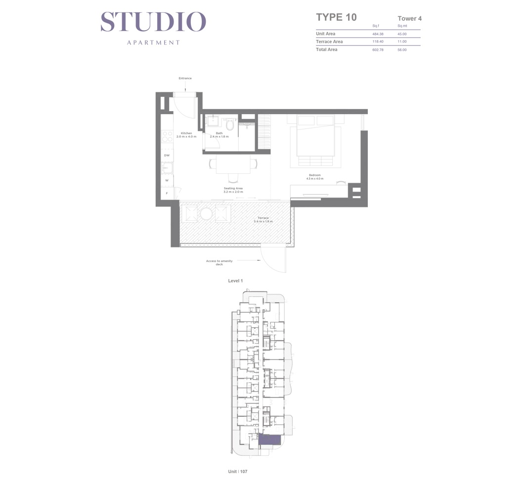 Rak Bay Residences Studio Layout
