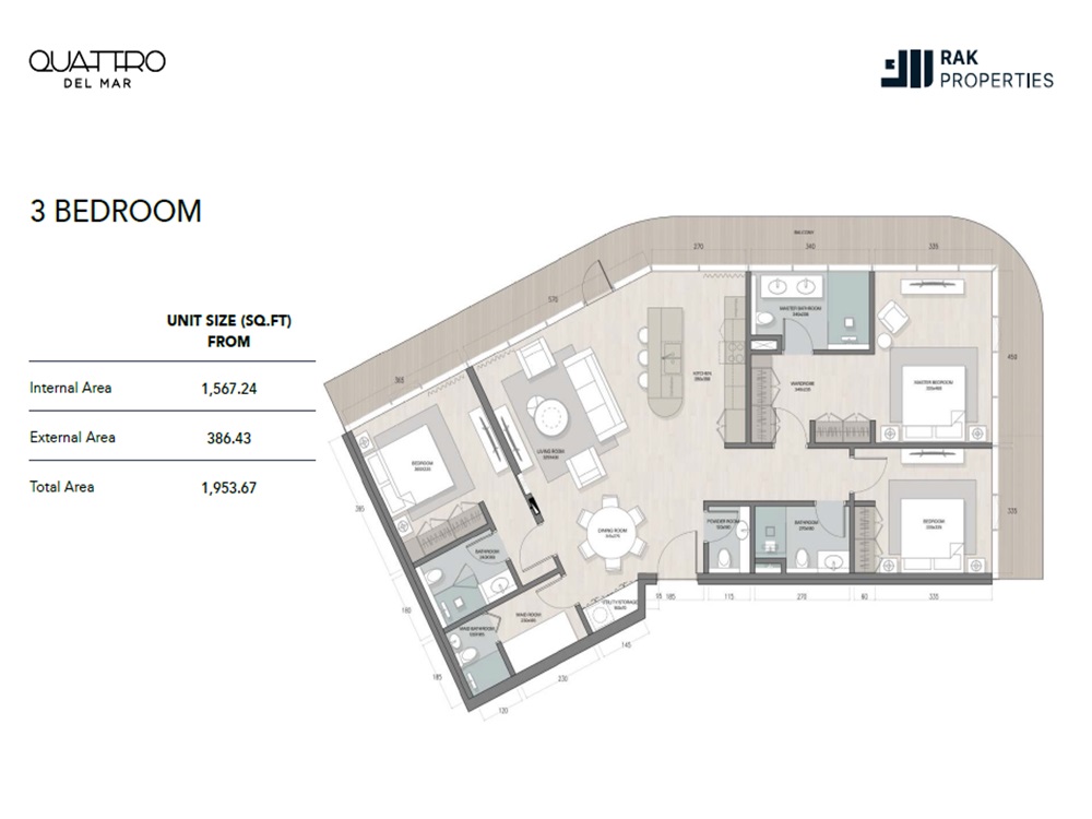3 Beds 1954 Sq. Ft. Apartment in Rak Quattro Del Mar