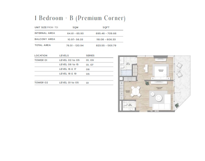 Rak Skai 1 Bed Layout