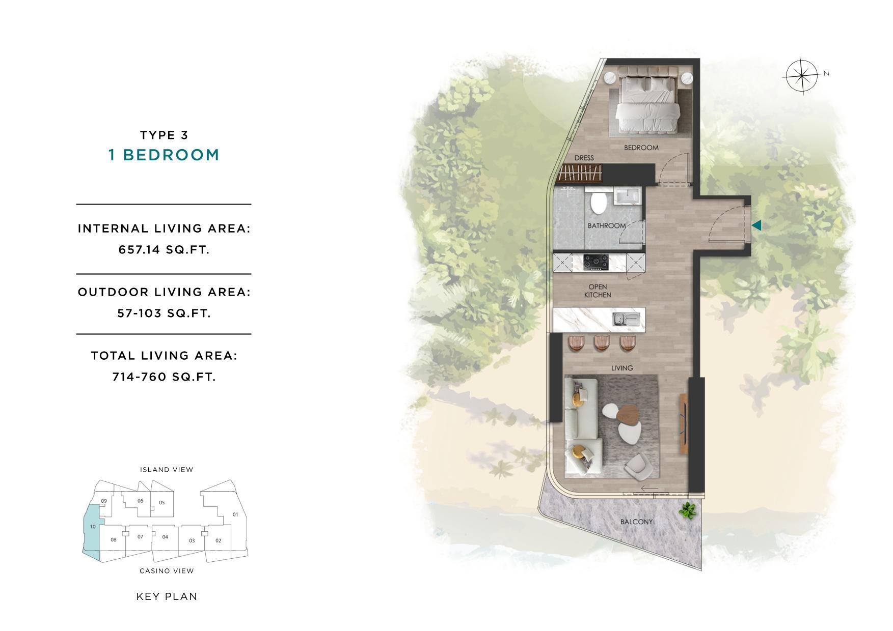 Range The Beach Vista 1 Bed Layout