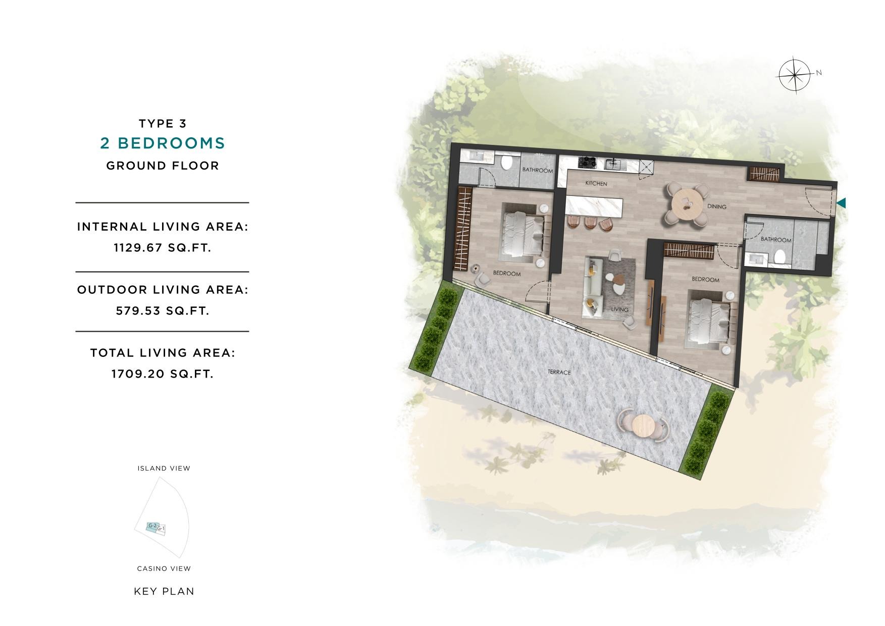 Range The Beach Vista 2 Beds Layout