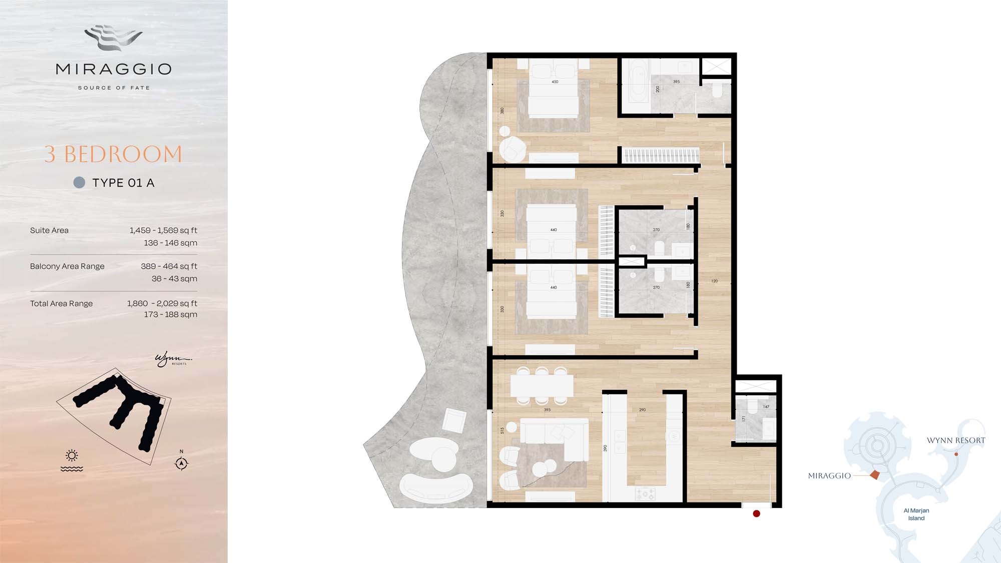Source Miraggio 3 Beds Layout