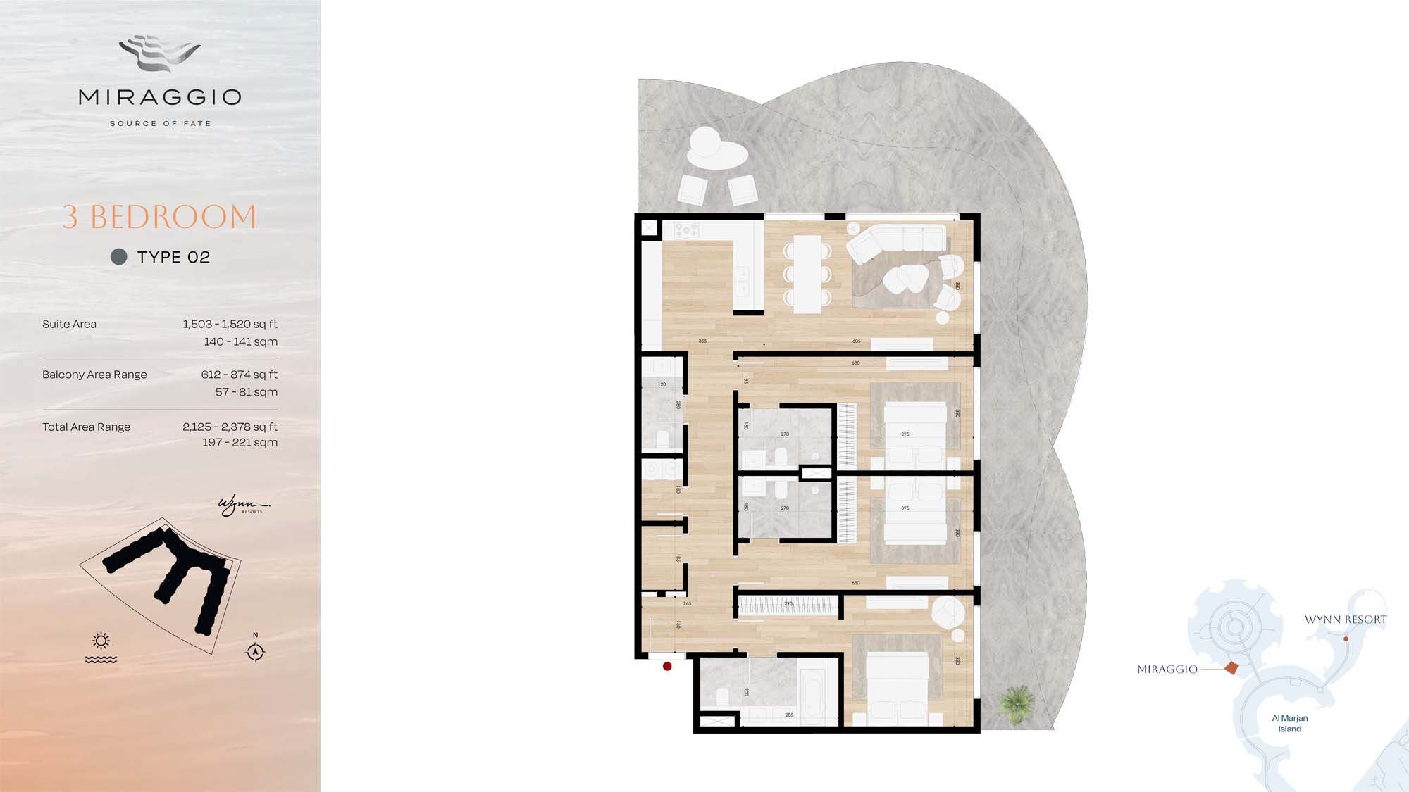 Source Miraggio 3 Beds Layout