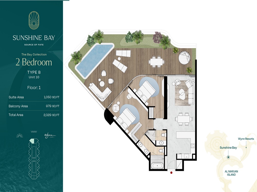 Source Sunshine Bay 2 Beds Layout
