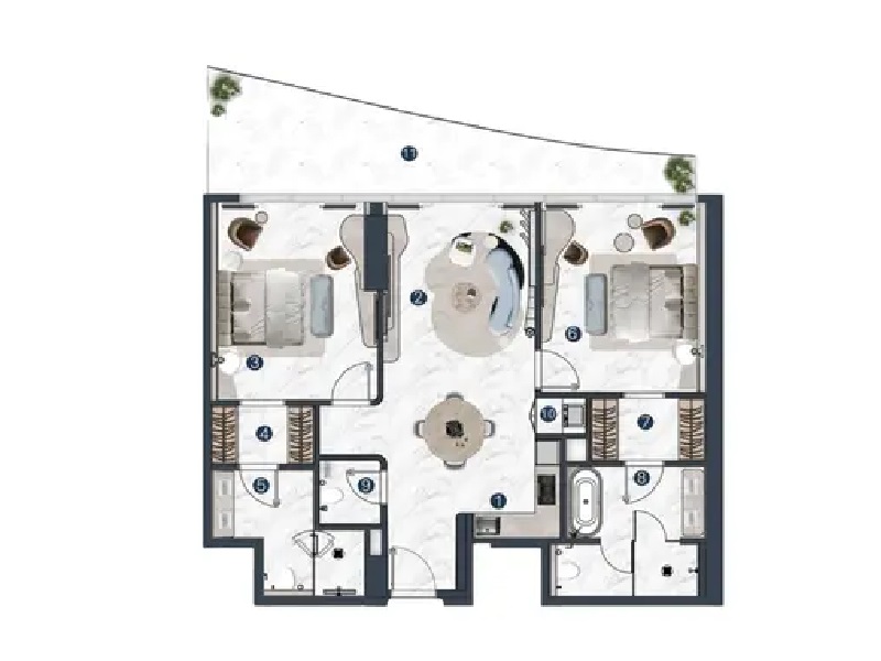 The Luxe La Mazzoni 2 Beds Layout