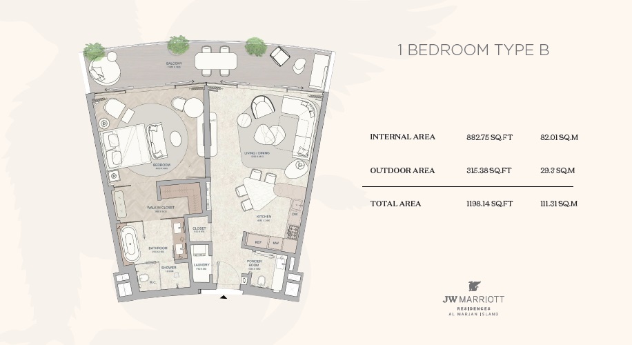 1 Bed 1198 Sq. Ft. Apartment in Wow JW Marriott Residences