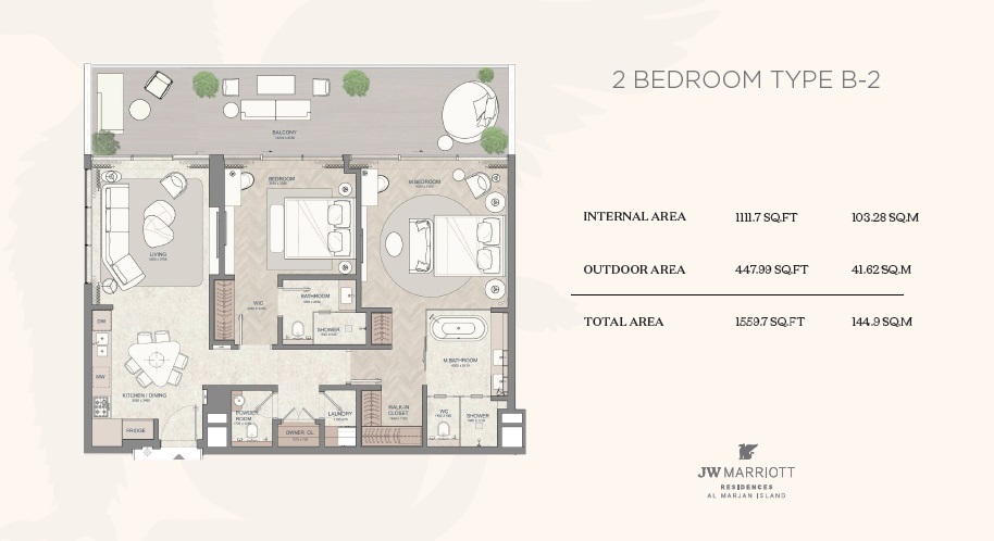 2 Beds 1559 Sq. Ft. Apartment in Wow JW Marriott Residences