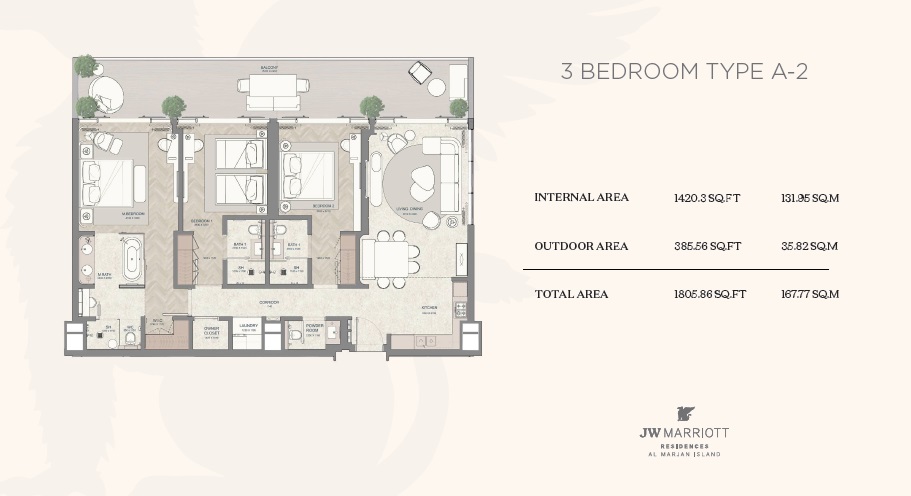 3 Beds 1806 Sq. Ft. Apartment in Wow JW Marriott Residences