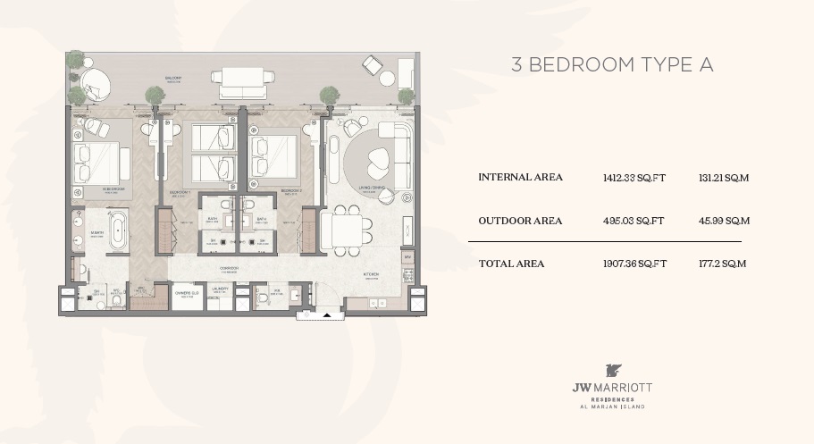 3 Beds 1908 Sq. Ft. Apartment in Wow JW Marriott Residences