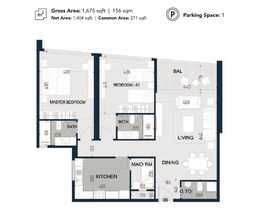 2 Beds 1675 Sq. Ft. Apartment in Al Thuriah Al Alia Tower